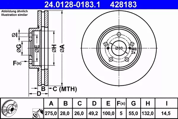 ATE TARCZE+KLOCKI PRZÓD TOYOTA AVENSIS T22 275MM 