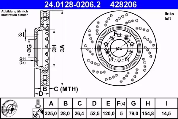 ATE TARCZE+KLOCKI PRZÓD BMW 3 E46 M3 325MM 