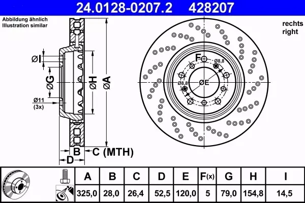 ATE TARCZE+KLOCKI PRZÓD BMW 3 E46 M3 325MM 