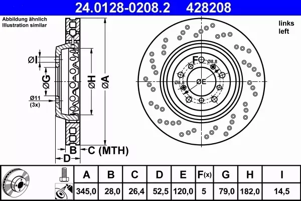 ATE TARCZE+KLOCKI PRZÓD BMW 3 E46 M3 Z4 M COUPE E86 345MM 