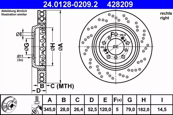 ATE TARCZE+KLOCKI PRZÓD BMW 3 E46 M3 Z4 M COUPE E86 345MM 