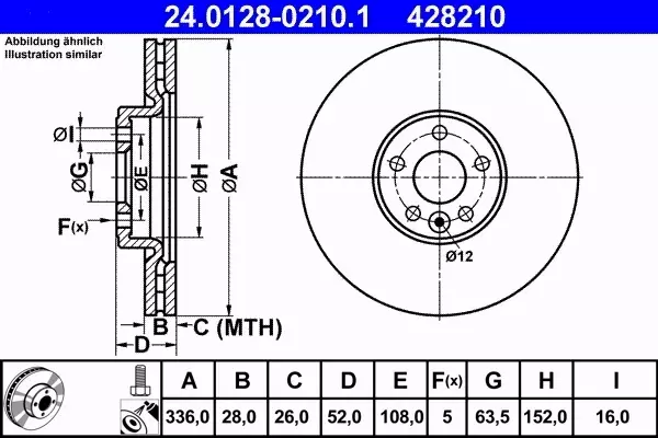 ATE TARCZE+KLOCKI PRZÓD VOLVO V70 III 336MM 