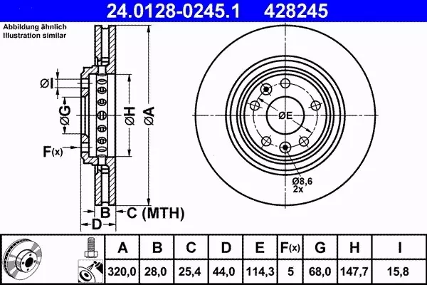 ATE TARCZE+KLOCKI PRZÓD ESPACE V SCENIC IV MEGANE IV TALISMAN 320MM 