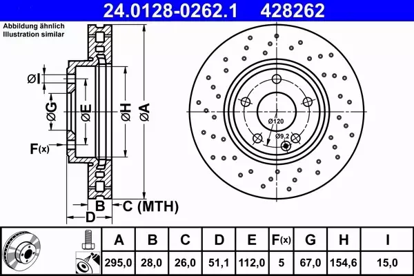 ATE TARCZE+KLOCKI PRZÓD MERCEDES CLA C117 A W176 B W246 GLA X156 295MM 