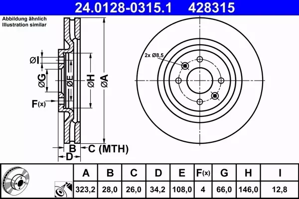 ATE TARCZE+KLOCKI PRZÓD+TYŁ CITROE DS3 PEUGEOT 208 I 323+249MM 