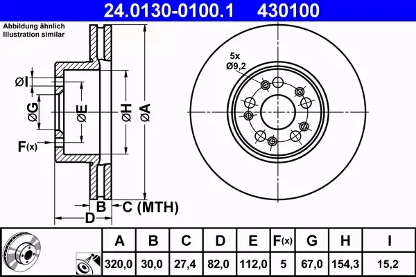 ATE TARCZE HAMULCOWE PRZÓD MERCEDES S W140 320MM 