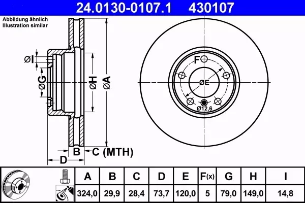 ATE TARCZE+KLOCKI+CZUJNIK PRZÓD BMW 5 E39 324MM 