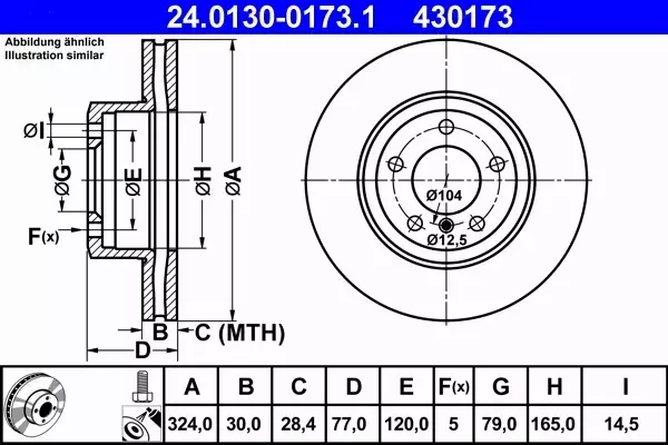 ATE TARCZE+KLOCKI+CZUJNIK P BMW 5 E60 E61 324MM 