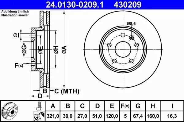 ATE TARCZE +KLOCKI CERAMIC P INSIGNIA 321M KOŁA 17 