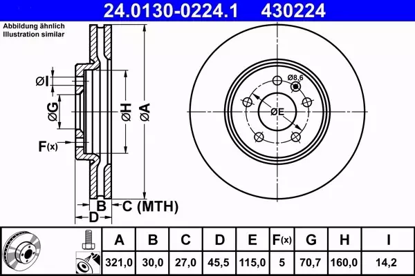 ATE TARCZE+KLOCKI PRZÓD OPEL ASTRA IV J ZAFIRA C 321MM 