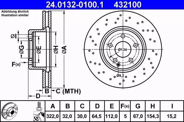 ATE CERAMIC TARCZE+KLOCKI P MERCEDES C W204 E W212 322MM 