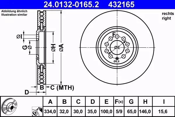 ATE TARCZE+KLOCKI PRZÓD AUDI A3 8N VR6 VW GOLF IV R32 334MM 