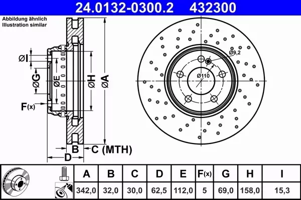 ATE TARCZE+KLOCKI PRZÓD MERCEDES C W205 E W213 342MM 