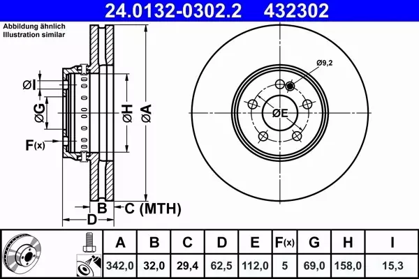 ATE TARCZE+KLOCKI PRZÓD MERCEDES CLS C257 GLC C253 X253 E W213 342MM 