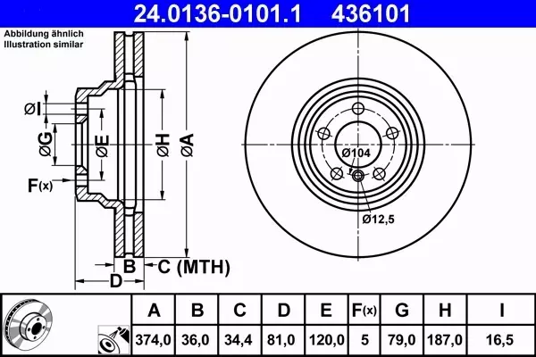 ATE TARCZE+KLOCKI PRZÓD+TYŁ BMW 7 E65 E66 374+370MM 