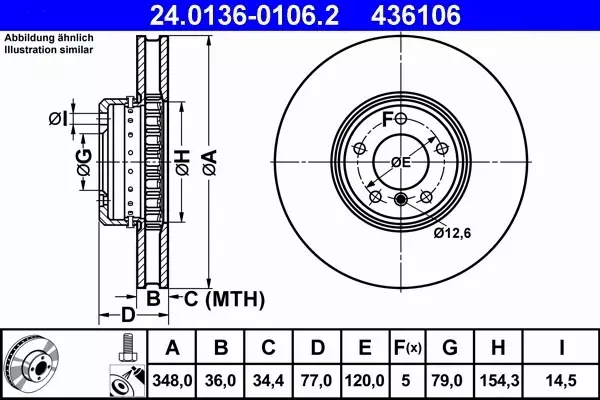 ATE TARCZA HAMULCOWA 24.0136-0106.2 