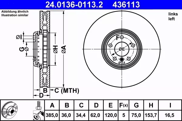 ATE TARCZE+KLOCKI PRZÓD BMW X5 E70 F15 X6 E71 F16 385MM 