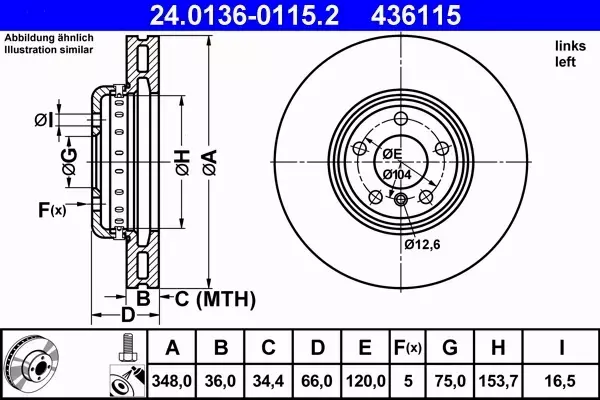 ATE TARCZE PRZÓD KPL BMW F10 F07 F11 F12 F13 F01 348MM 