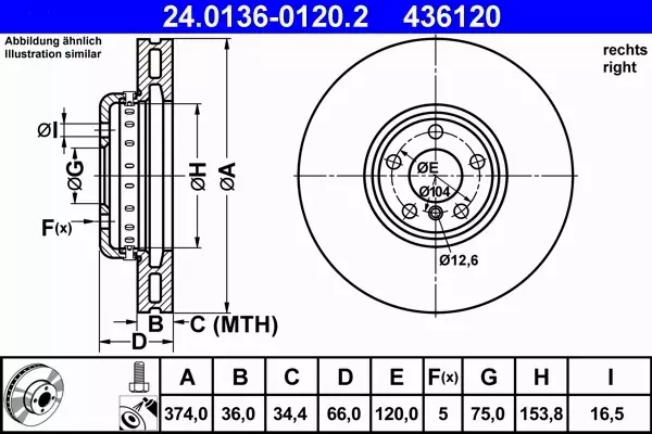 ATE TARCZE+KLOCKI+CZUJNIK PRZÓD BMW 7 F01 F02 374MM 