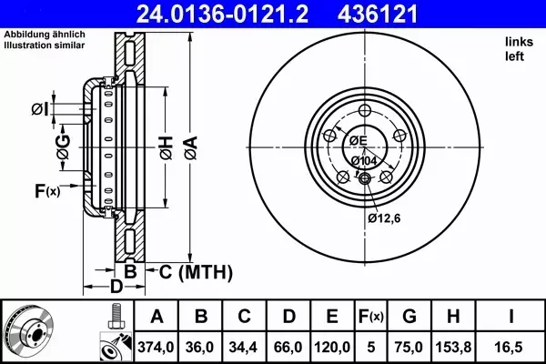 ATE TARCZE+KLOCKI+CZUJNIK PRZÓD BMW 7 F01 F02 374MM 