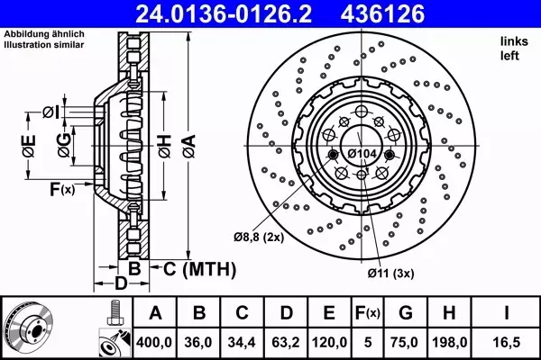 ATE TARCZE+KLOCKI PRZÓD BMW M5 F10 6 F12 F13 F06 400MM 