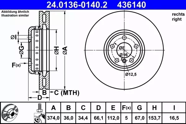 ATE TARCZE+KLOCKI CERAMIC PRZÓD BMW G21 G22 G30 G31 G11 G15 G05 G06 G07 374MM 