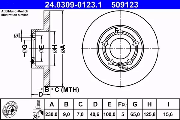 ATE TARCZE POWERDISC TYŁ AUDI A3 8L1 TT 8N3 