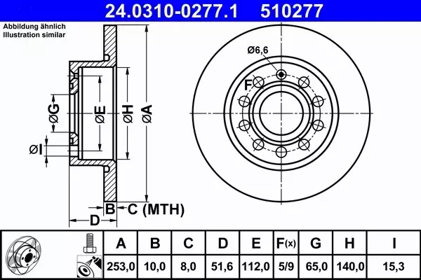 ATE TARCZE POWERDISC 253mm TYŁ AUDI A3 SEAT ALTEA 