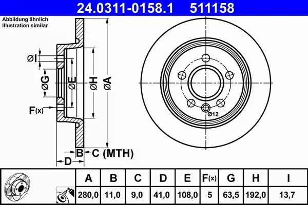 ATE POWERDISC 280mm TARCZE TYŁ VOLVO C70 S40 V50 