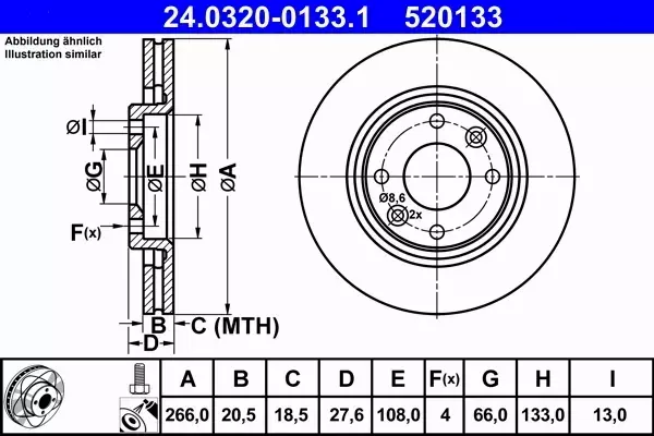 ATE POWERDISC TARCZE 266mm CITROEN BERLINGO XSARA 