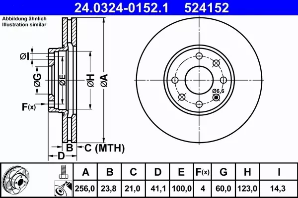 ATE POWERDISC TARCZE PRZÓD 256mm OPEL ASTRA G 