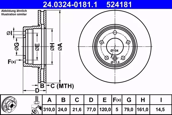 ATE TARCZE POWER DISC + KLOCKI PRZÓD BMW 5 E60 E61 