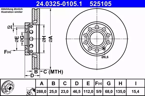 ATE POWER DISC TARCZE PRZÓD AUDI A4 B5 B6 B7 288MM 