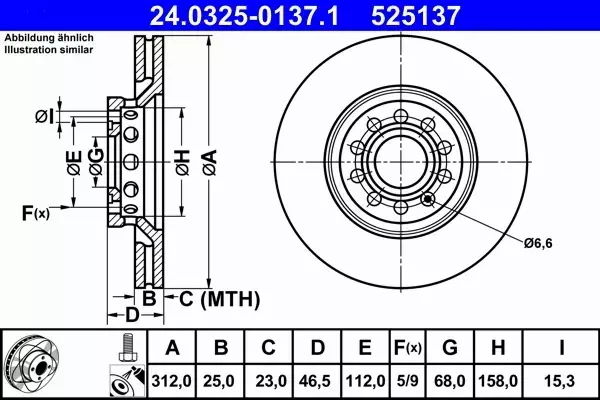 ATE POWER DISC TARCZE PRZÓD AUDI A4 B6 B7 A6 C5 