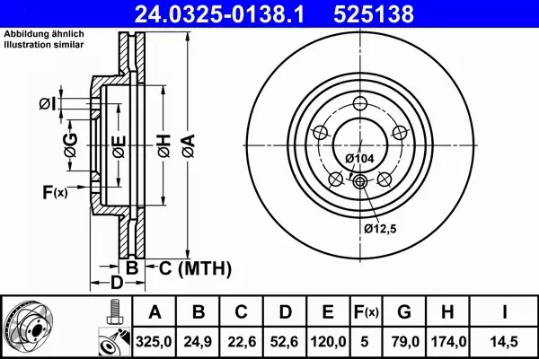 ATE TARCZE PD PRZÓD BMW E46 330I 330D Z4 325MM 