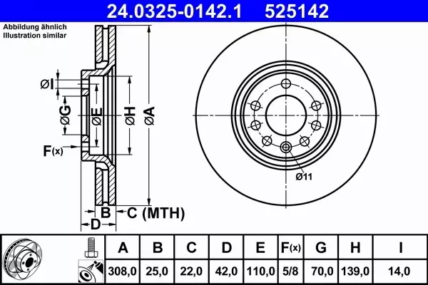 ATE POWER DISC TARCZE PRZÓD OPEL ASTRA G H ZAFIRA 