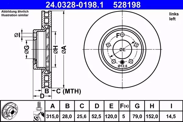 ATE TARCZE PD+KLOCKI PRZÓD BMW M3 E36 315MM 