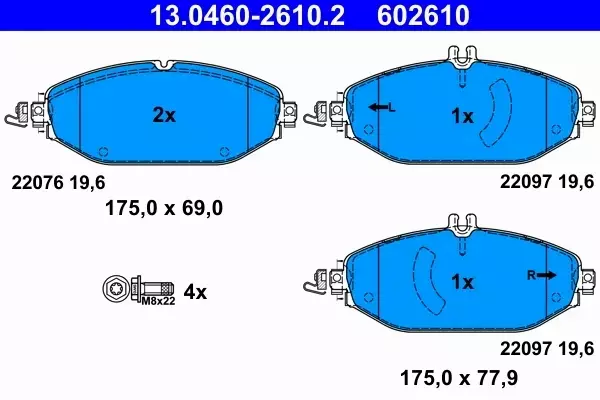 ATE KLOCKI HAMULCOWE PRZÓD 13.0460-2610.2 