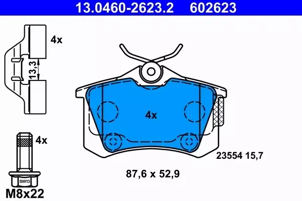 ATE TARCZE+KLOCKI PRZÓD+TYŁ CITROE DS3 PEUGEOT 208 I 323+249MM 