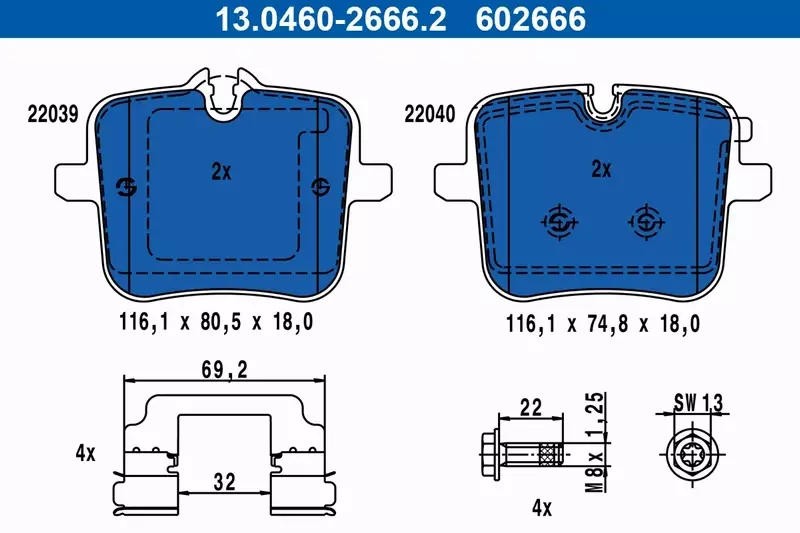 ATE KLOCKI HAMULCOWE 13.0460-2666.2 