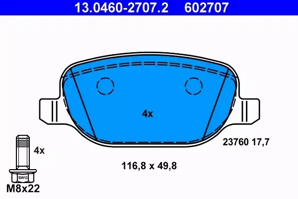 ATE KLOCKI HAMULCOWE 13.0460-2707.2 