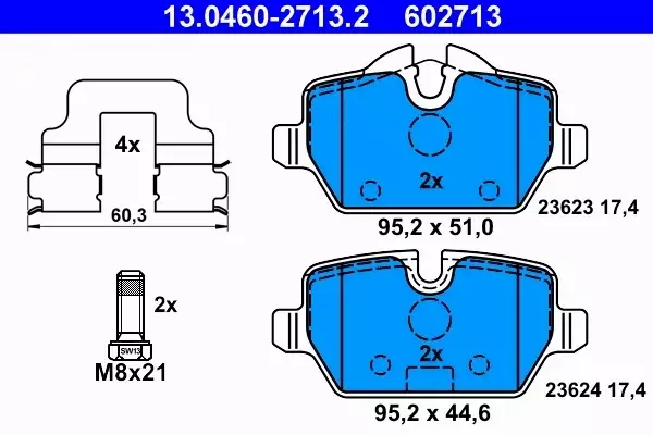 ATE KLOCKI HAMULCOWE TYŁ BMW 1 3 E81 E87 E90 TYLNE 