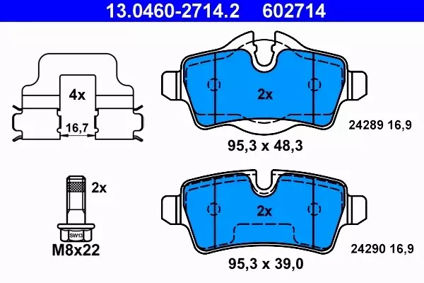 ATE TARCZE+KLOCKI TYŁ MINI R55 R56 R57 R58 259MM 