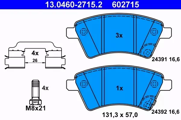 ATE KLOCKI HAMULCOWE PRZÓD SUZUKI SX4 (EY, GY) 