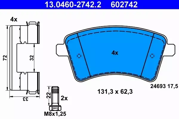 ATE TARCZE+KLOCKI PRZÓD MERCEDES CITAN RENAULT KANGOO 280MM 