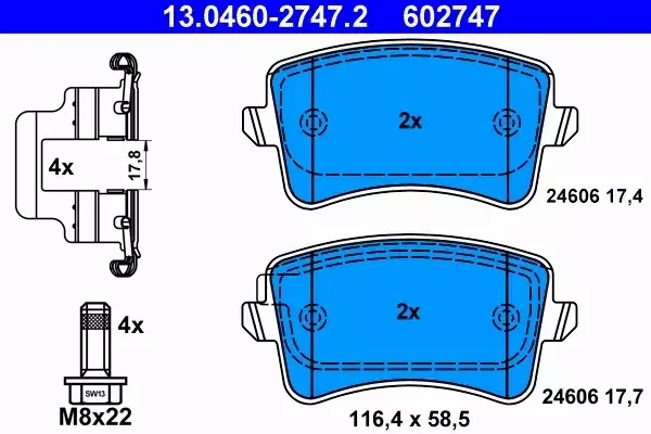 ATE TARCZE+KLOCKI TYŁ AUDI A4 B8 A5 8T Q5 8R 300MM 