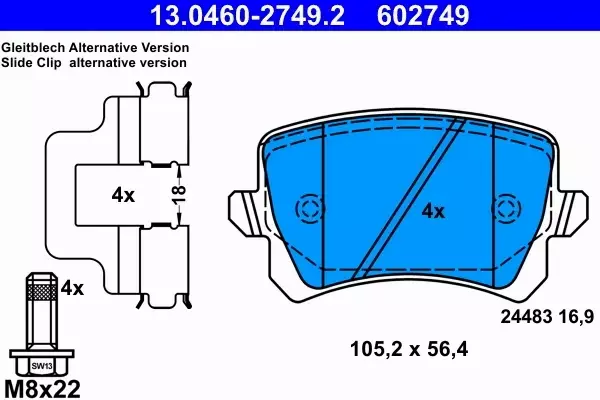 ATE KLOCKI TYŁ AUDI Q3 SEAT ALHAMBRA VW PASSAT 