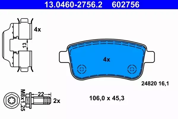 ATE TARCZE+KLOCKI TYŁ RENAULT MEGANE III FLUENCE EL.RĘCZNY 260MM 