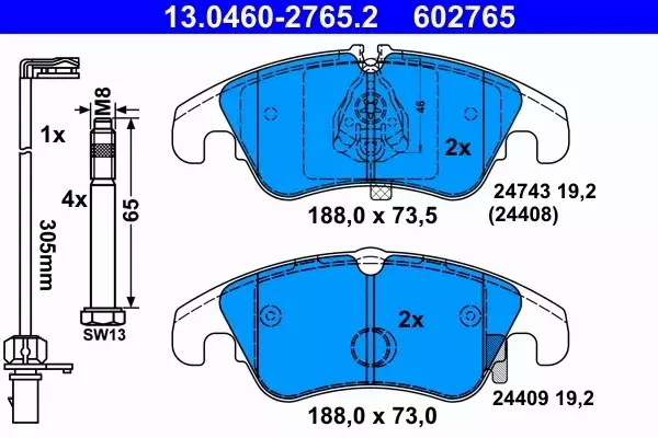 ATE KLOCKI HAMULCOWE 13.0460-2765.2 