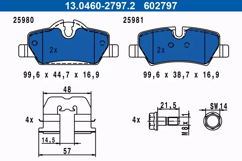 ATE KLOCKI HAMULCOWE TYŁ 13.0460-2797.2 